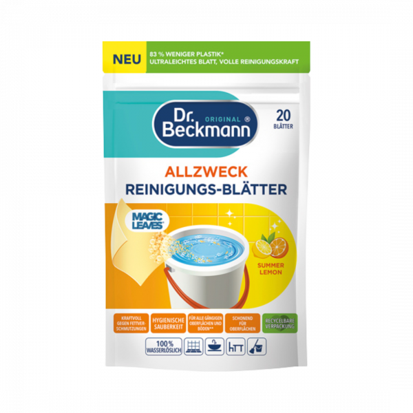 Dr. Beckmann Allzweck Reinigungs Blätter Summer Lemon, 100 prozent wasserlöslich, 44g